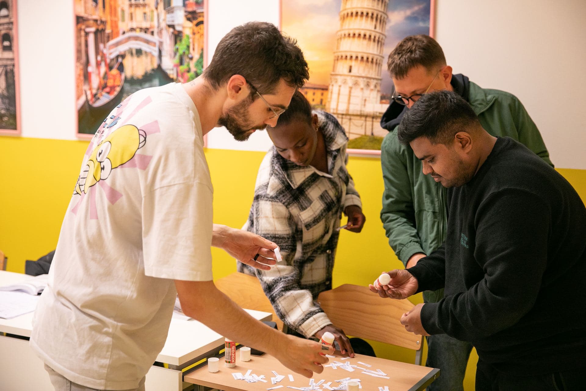A group builds a model together