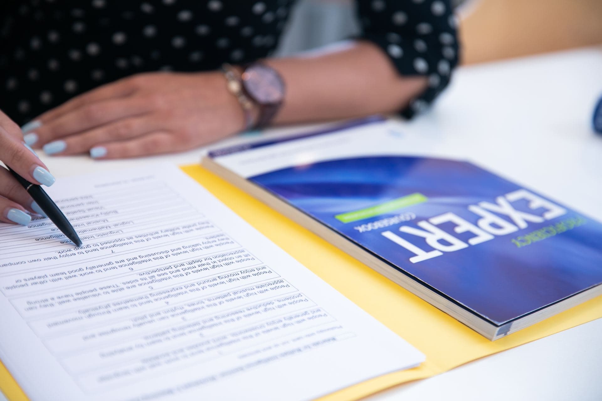 Course documents on a desk